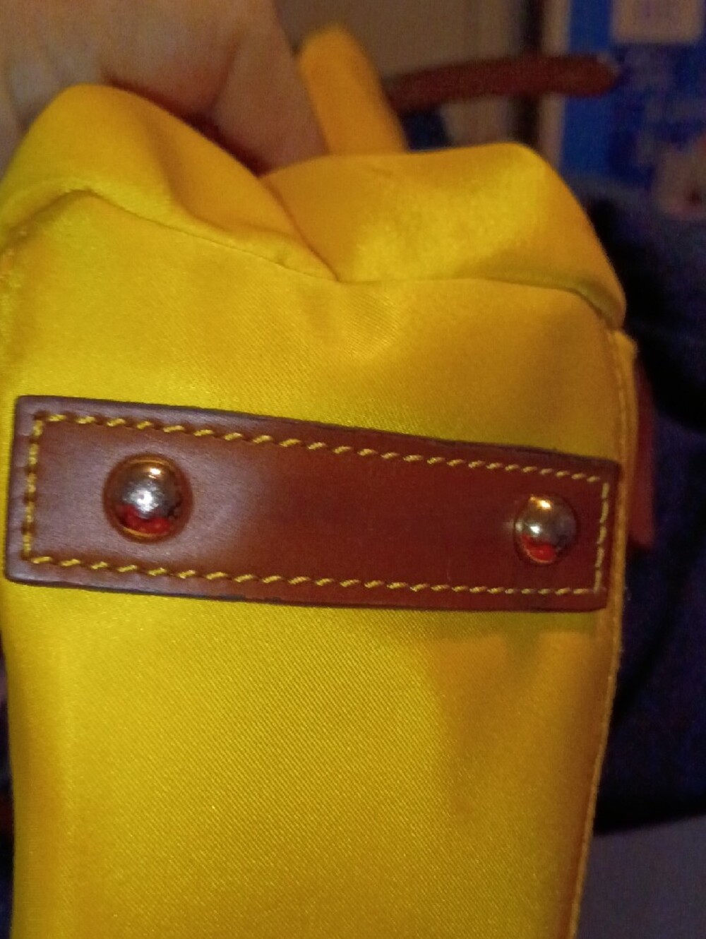 Dooney & Bourke Yellow Tote with Brown Leather Accents - Picture 3 of 12